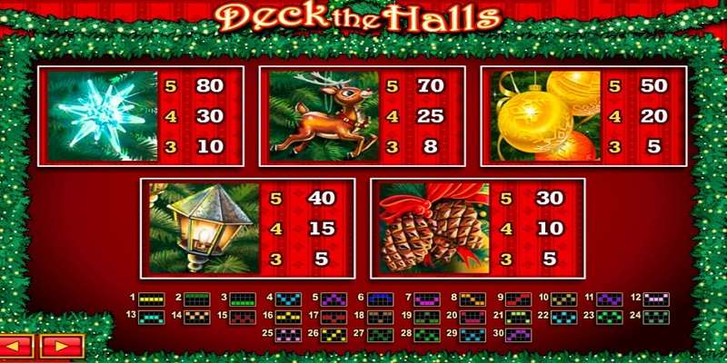 Deck the Halls Slot Paytable Low